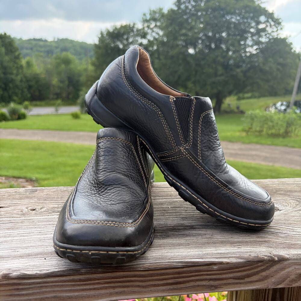 BORN Men's Black Leather Comfort Slip-On Loafers Classic Career GorpCore 10.5